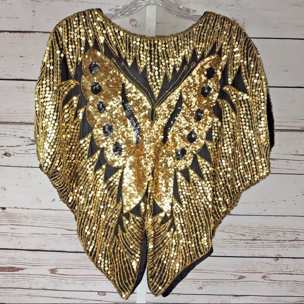 Linsiano vintage beaded silk blouse size small - Picture 2 of 7
